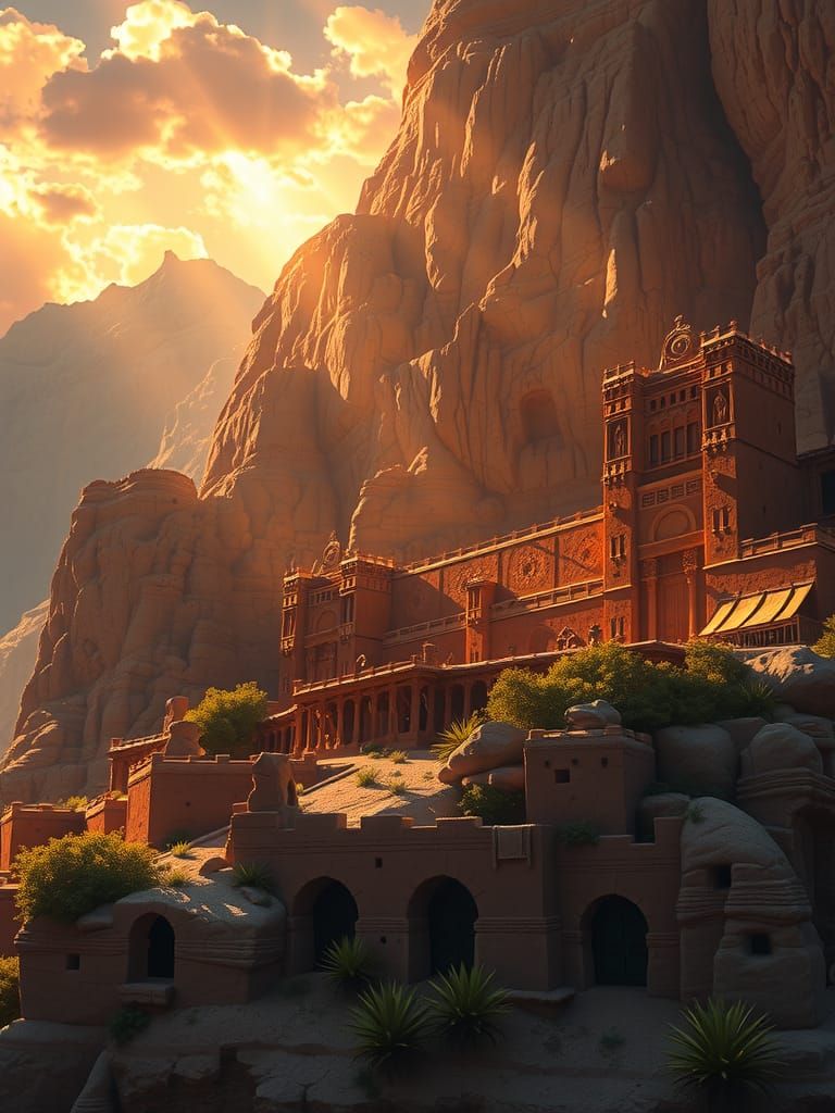 Epic Desert Palace in Pueblo Architecture Style