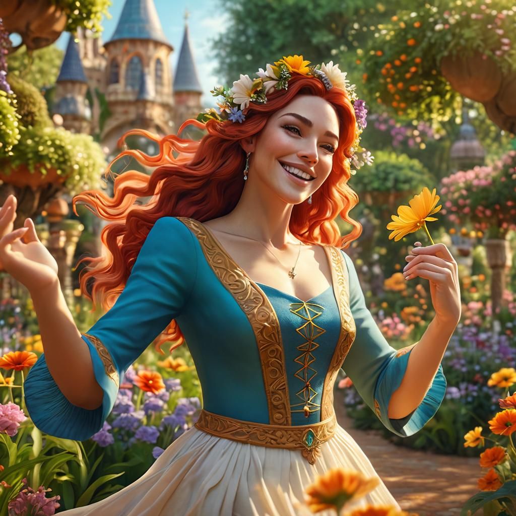 Joyous Woman Dancing in Botanical Garden