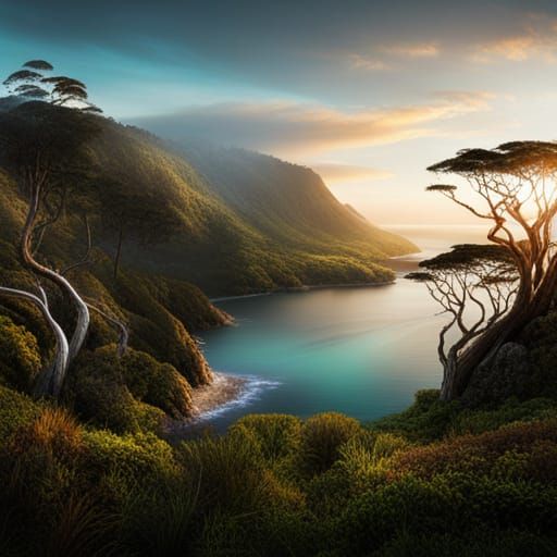 Tasmanian Coastal Bushland: Digital Matte Painting