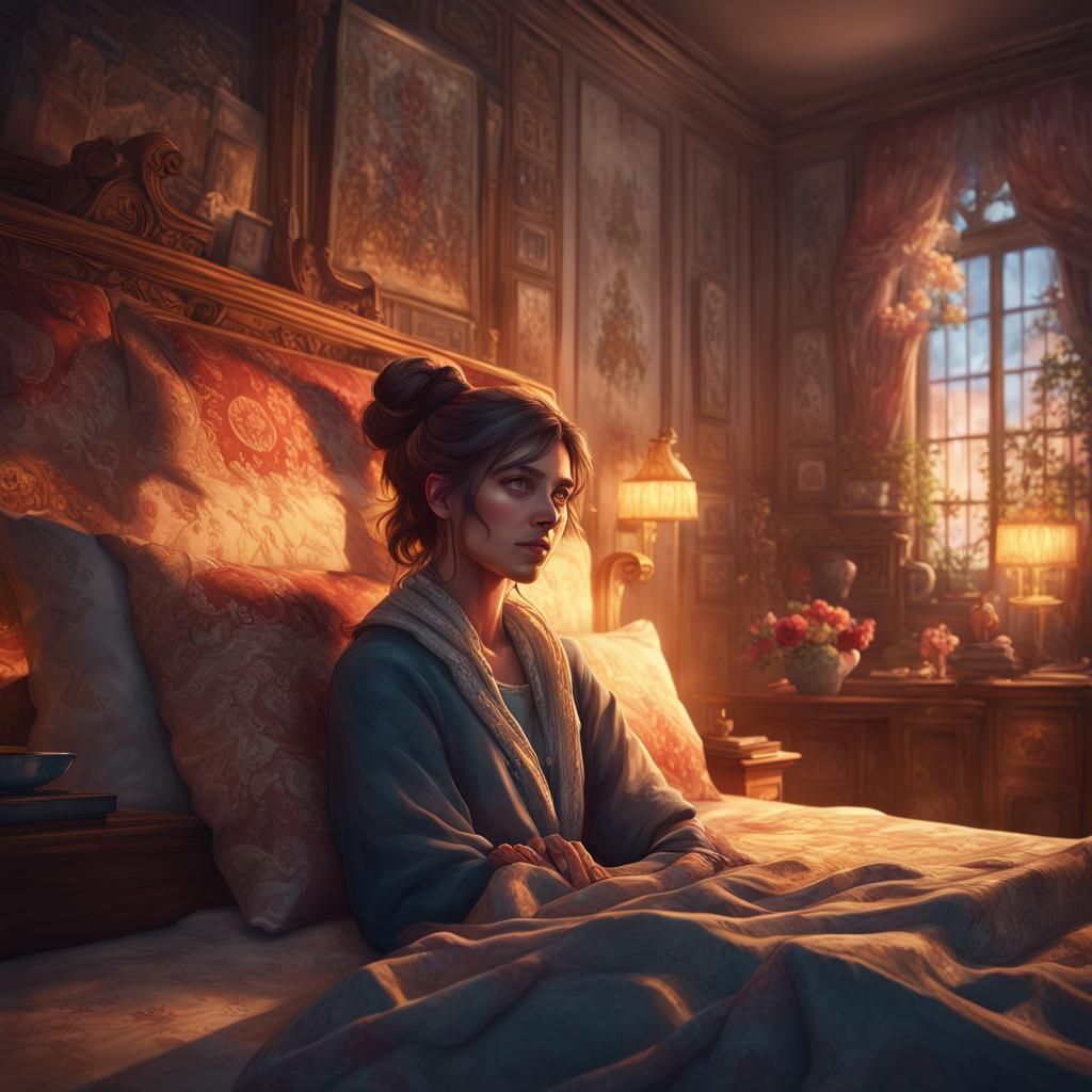 Cozy Bedroom: Hyperdetailed Concept Art Portrait