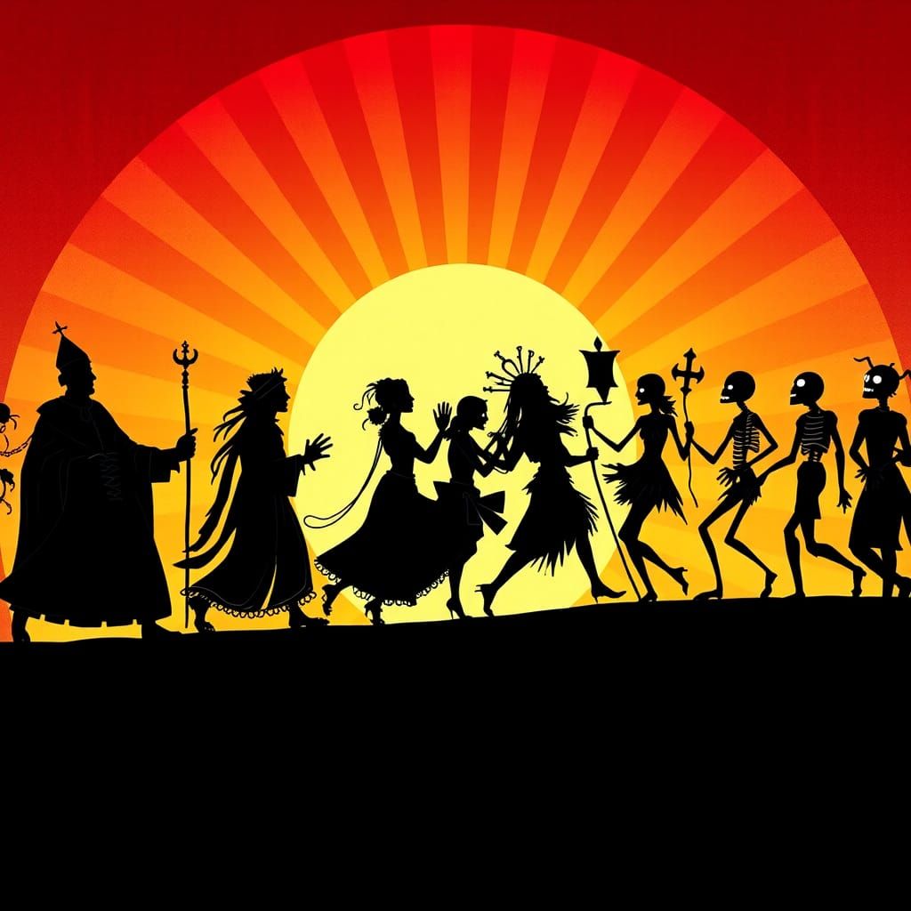 Mesmerizing Danse Macabre in Shadow Puppet Style