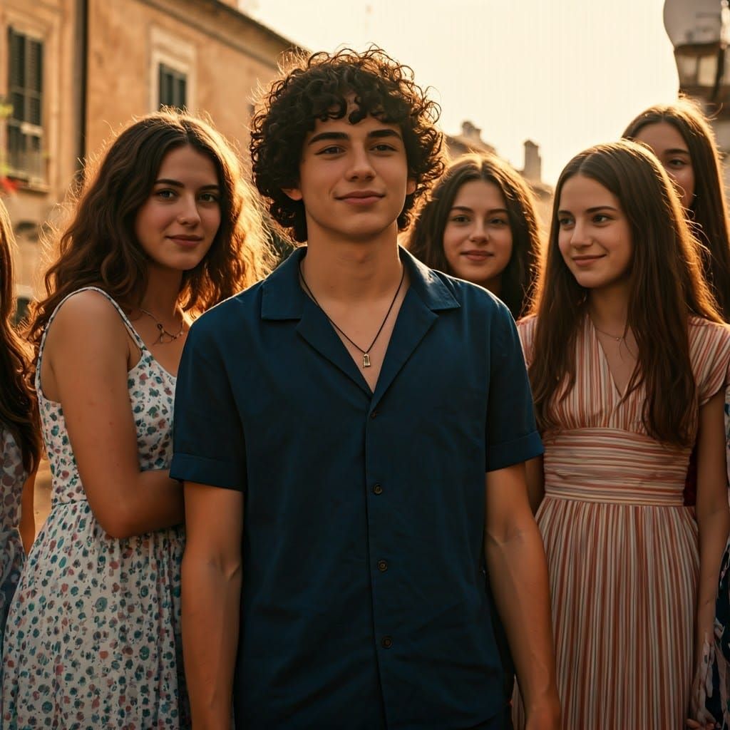 Italian Summer: Boy Surrounded by Adoring Girls