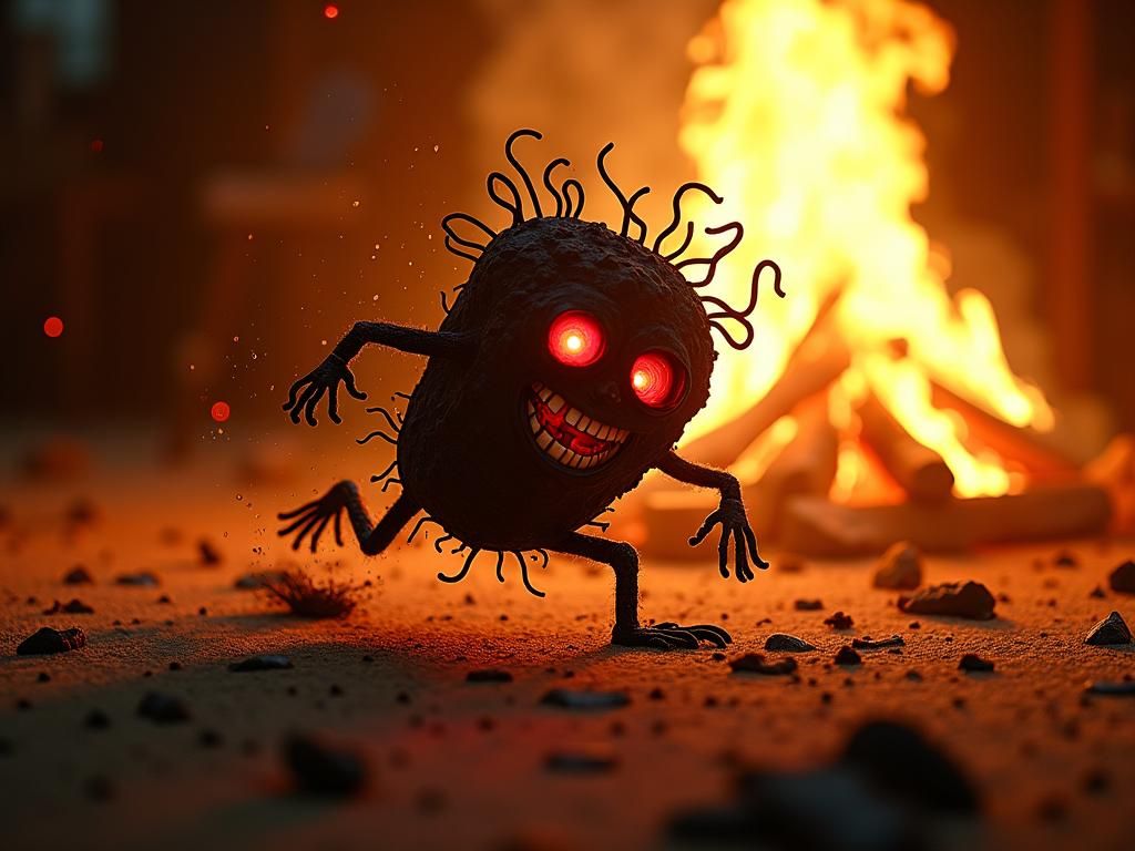 Animated Coal Leaps From Fire: Photographic Art