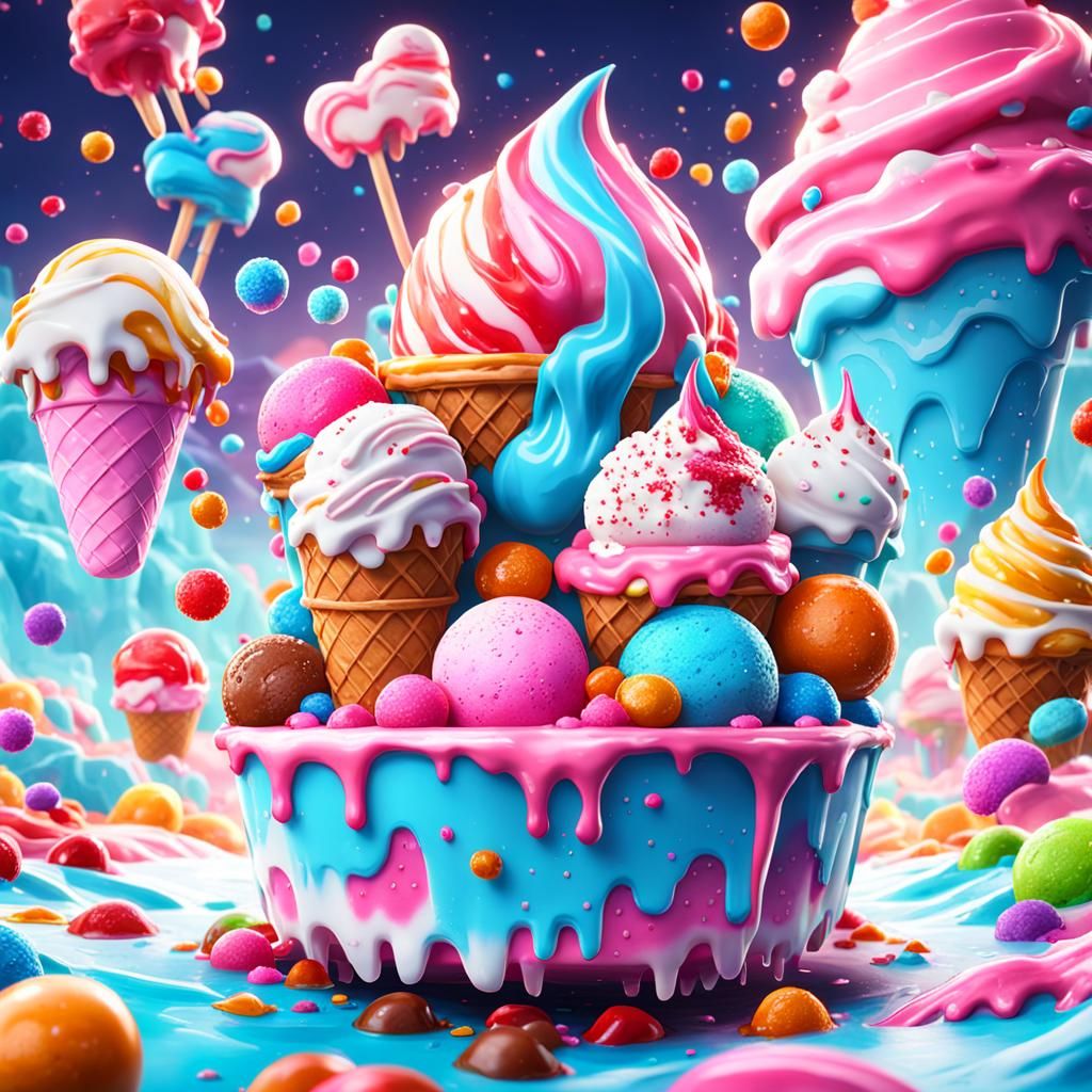 Candy Ice Cream World: Detailed Fantasy Art