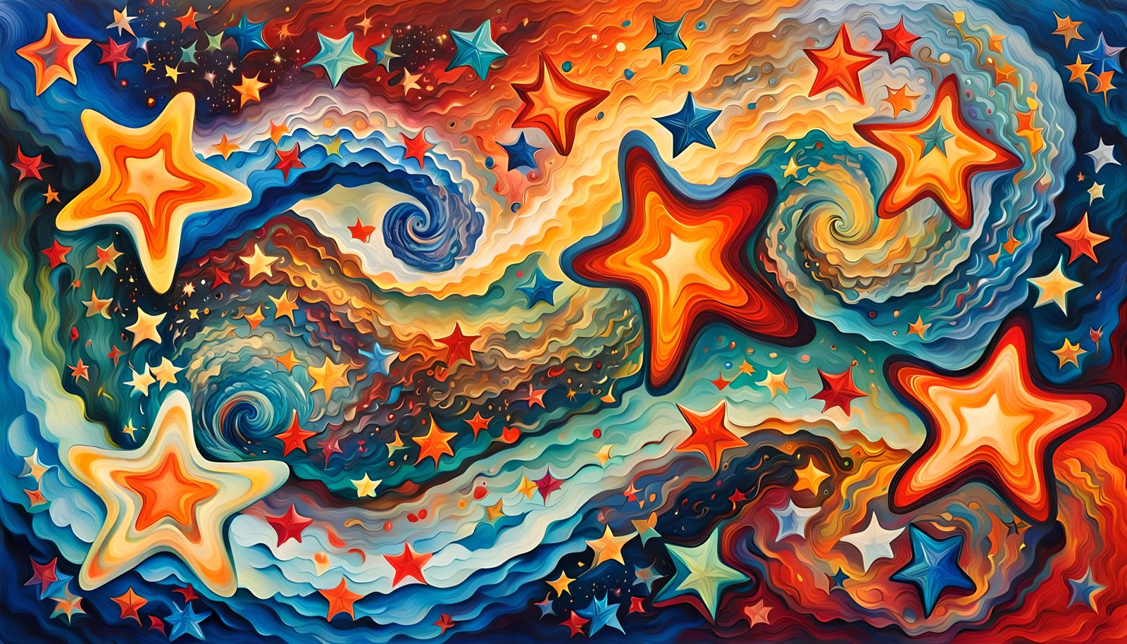 Iridescent Star Cluster Formation in Abstract Expressionism