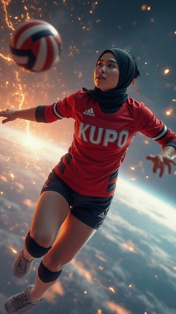 Galactic Volleyball Warrior Unleashes Cosmic Smash