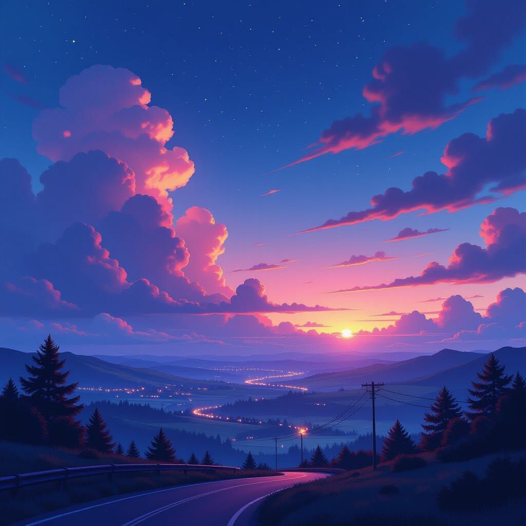 Spectacular Night Landscape in Digital Painting Style