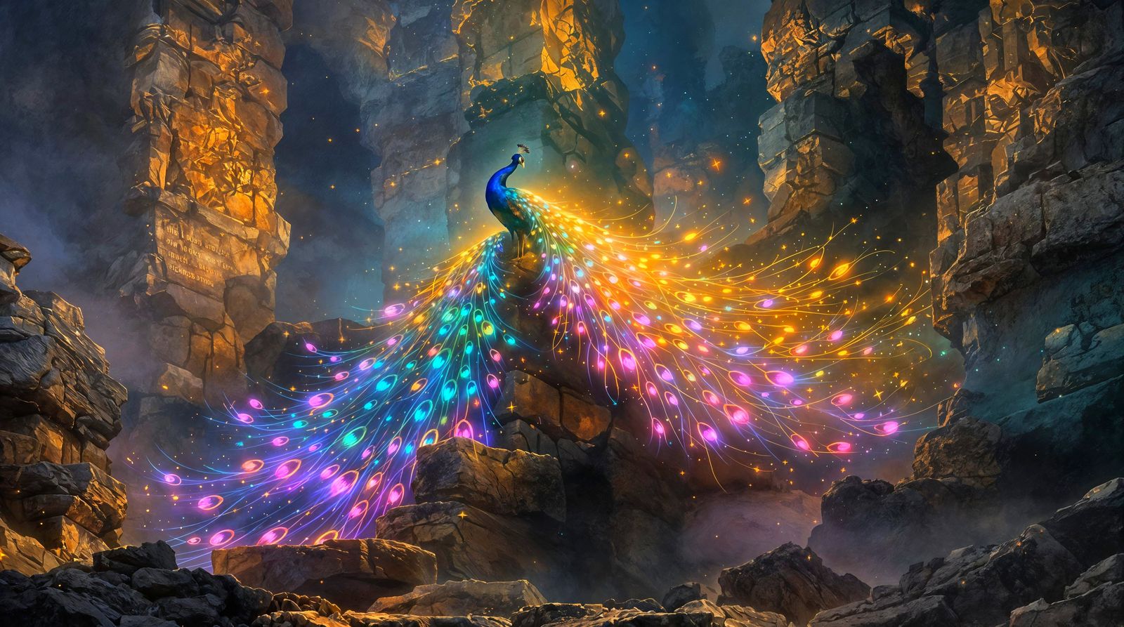 Majestic Peacock Reigns Over Ancient Ruins