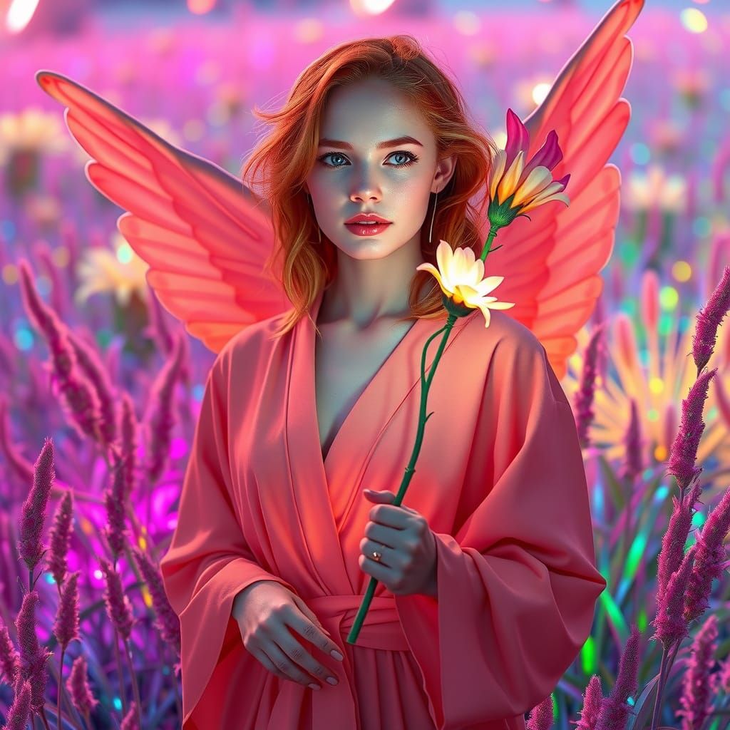 Futuristic Angel in Radiant Victory