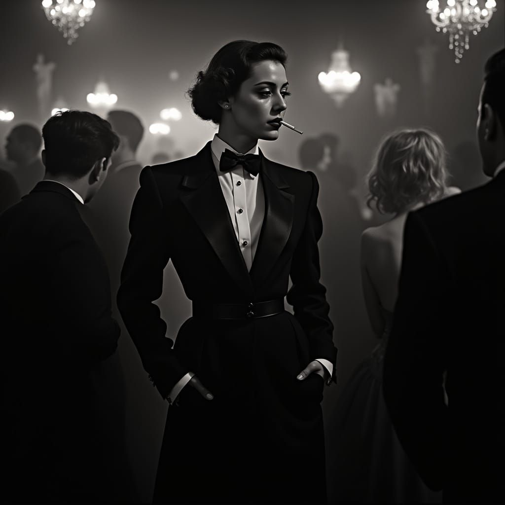 1930s Woman in Tuxedo at Nightclub