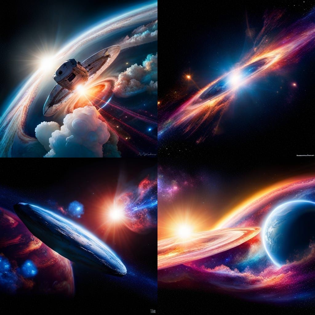 Spacecraft Navigates Cosmic Nebulas: Hyperrealistic Galactic...