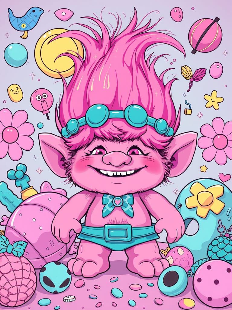 Nostalgic Pink Treasure Troll Toy from the 90s