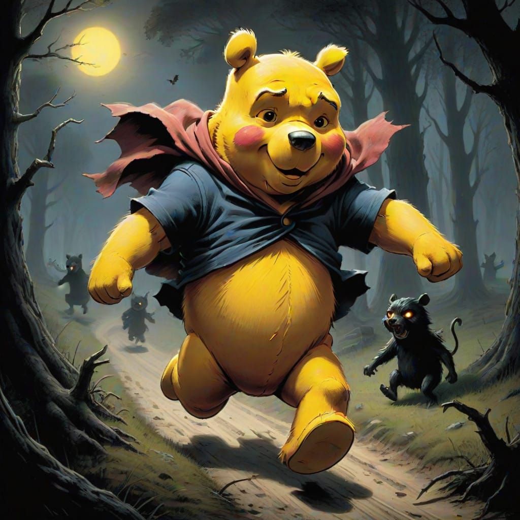 Winnie the Pooh Confronts Dark Reflection in Cyberpunk Horro...