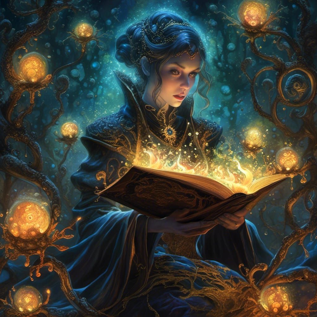 Goth Woman with Tattoos in Ethereal Fantasy Style