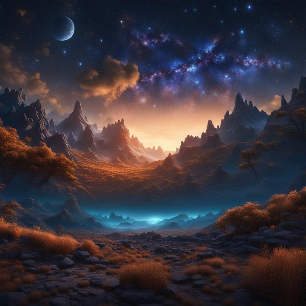 Detailed Starry Sky Matte Painting