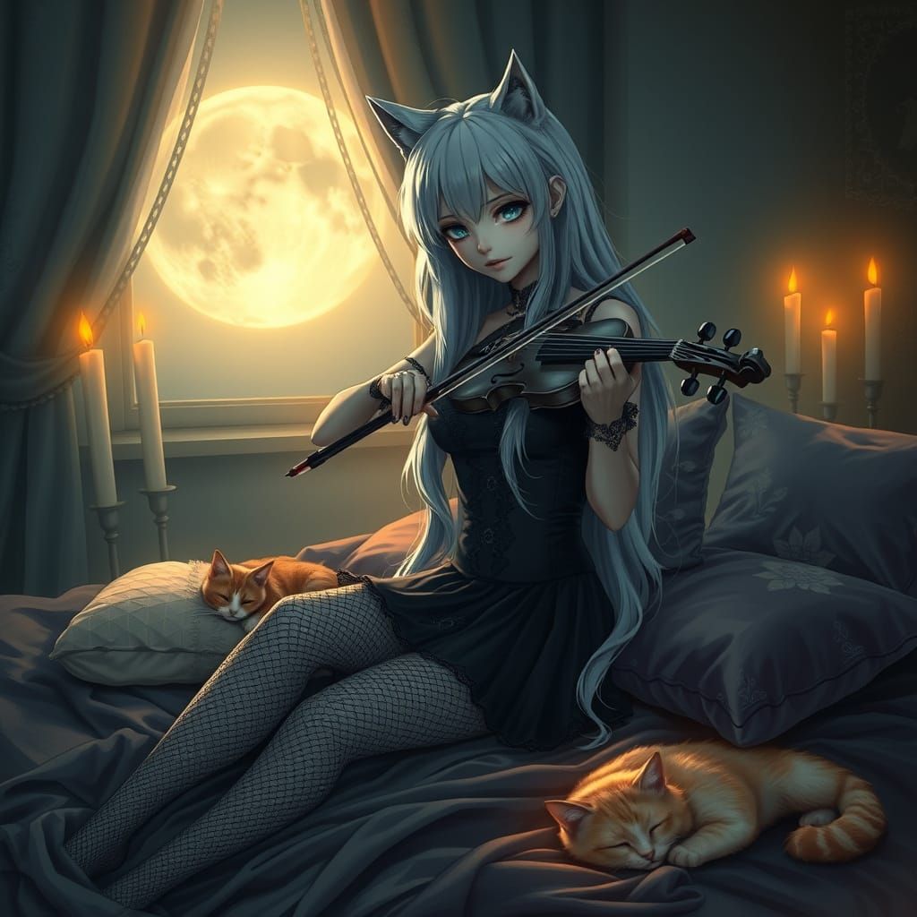Wolf Girl Serenade Under Moonlight