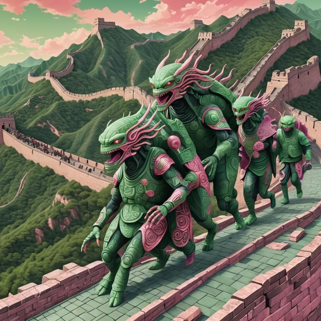 Elegant Aliens on Great Wall of China