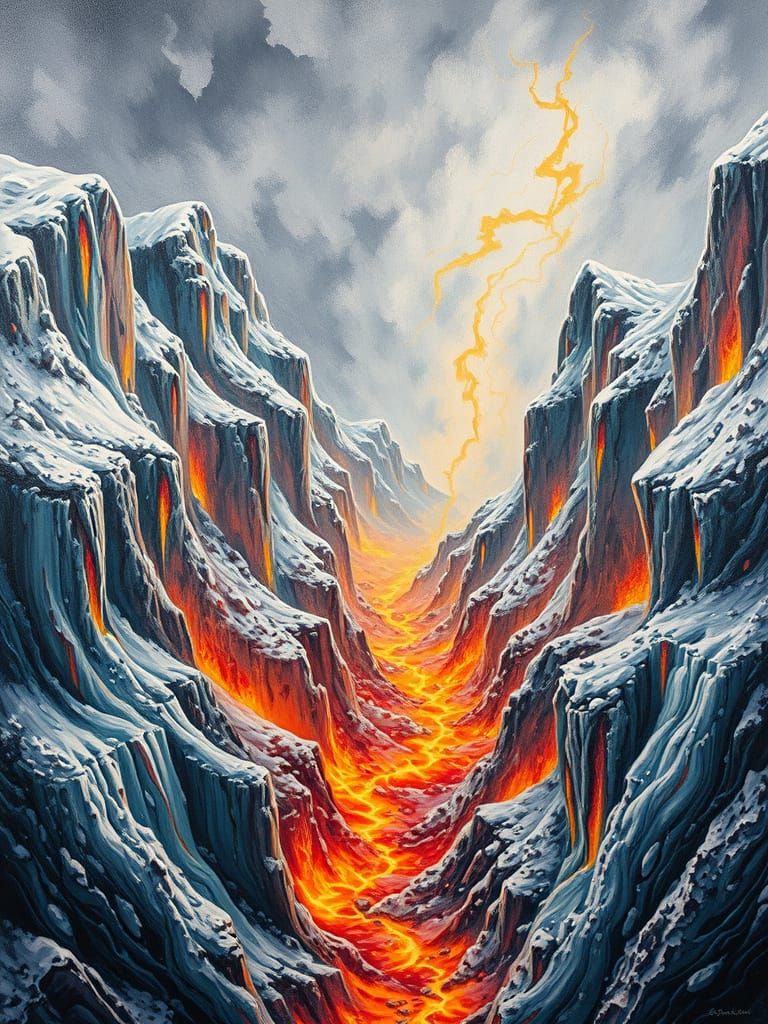 Explosive Landscape of Molten Acrylic Paint