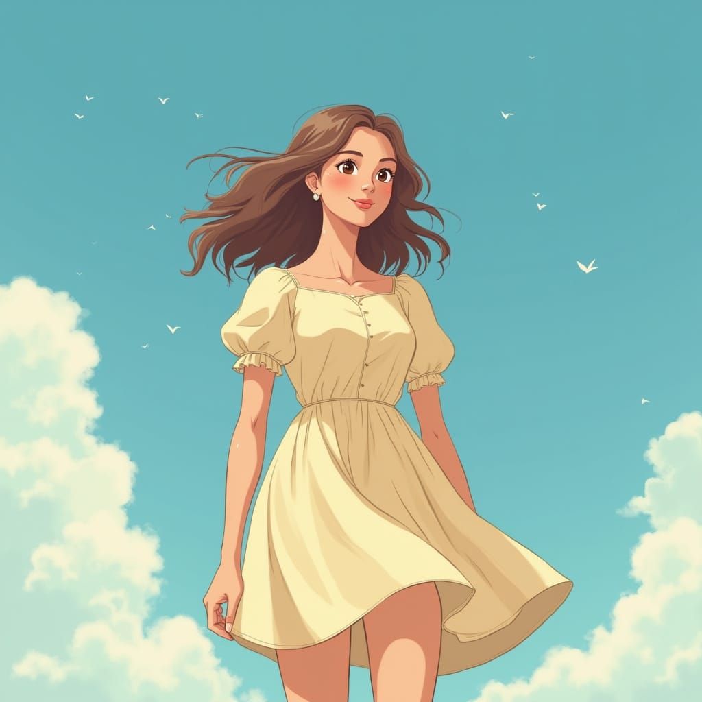 Pink-Haired Woman in Art Nouveau Style