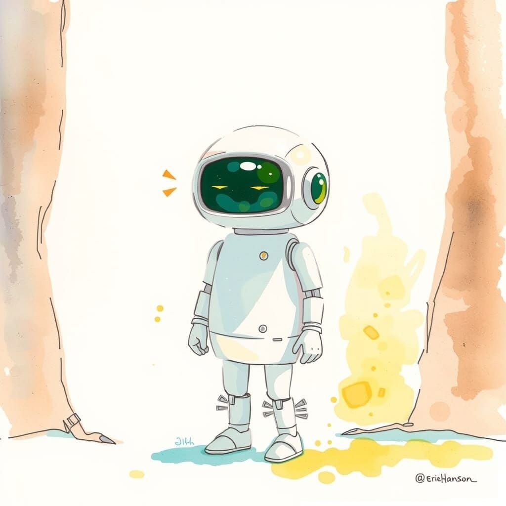 Cheerful Android in Retro Comic Style