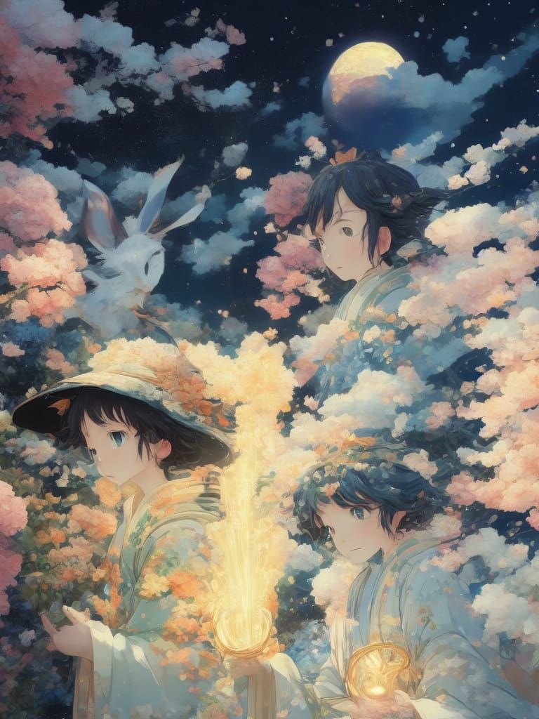 Surreal Landscape with Magical Forests and Soft Glowing Ligh...