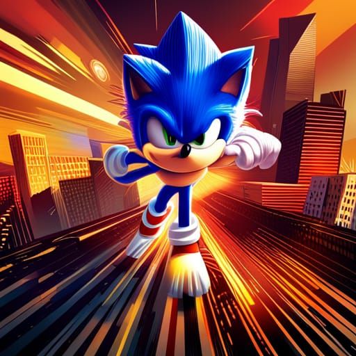 Hyperrealistic Sonic the Hedgehog Splash Art
