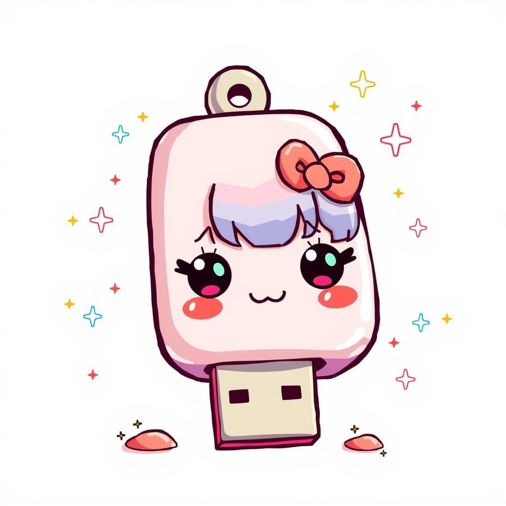 Pastel Chibi USB Stick in Anime Manga Style