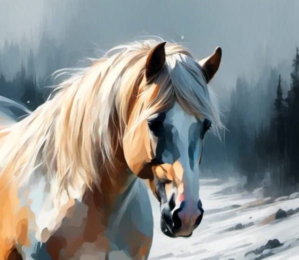 Snowy Digital Art with Lyrical Abstraction