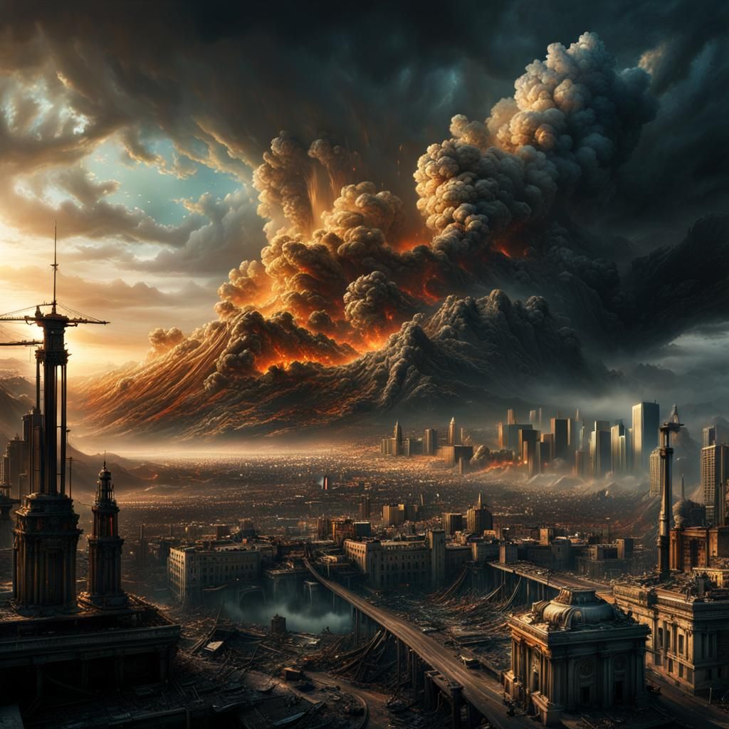 Apocalyptic Los Angeles After Tidal Wave: Digital Art
