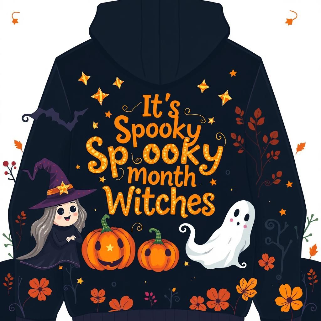 Spooky Month Witches Halloween Hoodie Vector Art