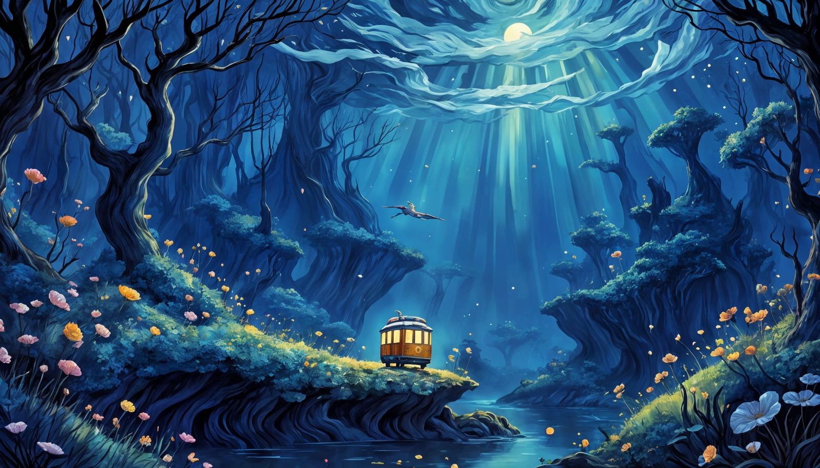 Whimsical Sci-Fi Fantasy Landscape in Studio Ghibli Style