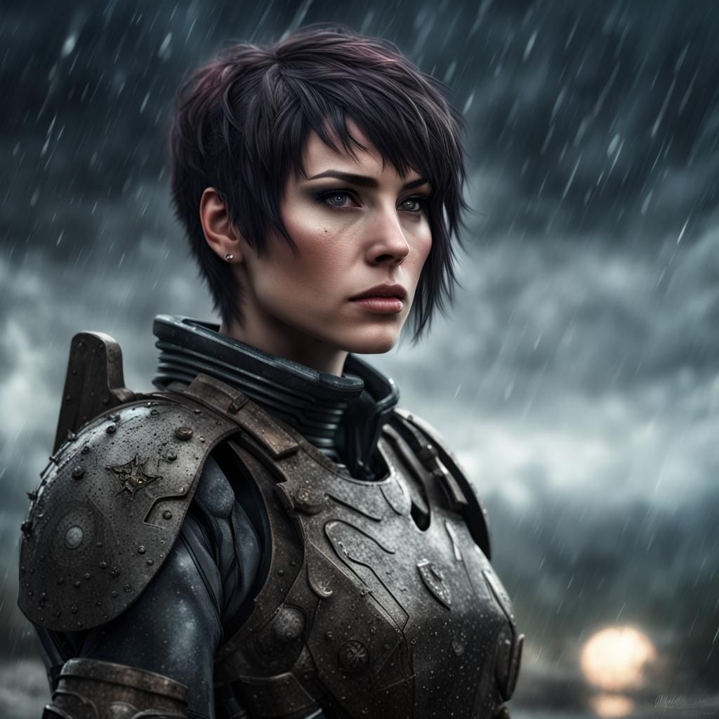 Sci-Fi Mercenary in Alien Landscape