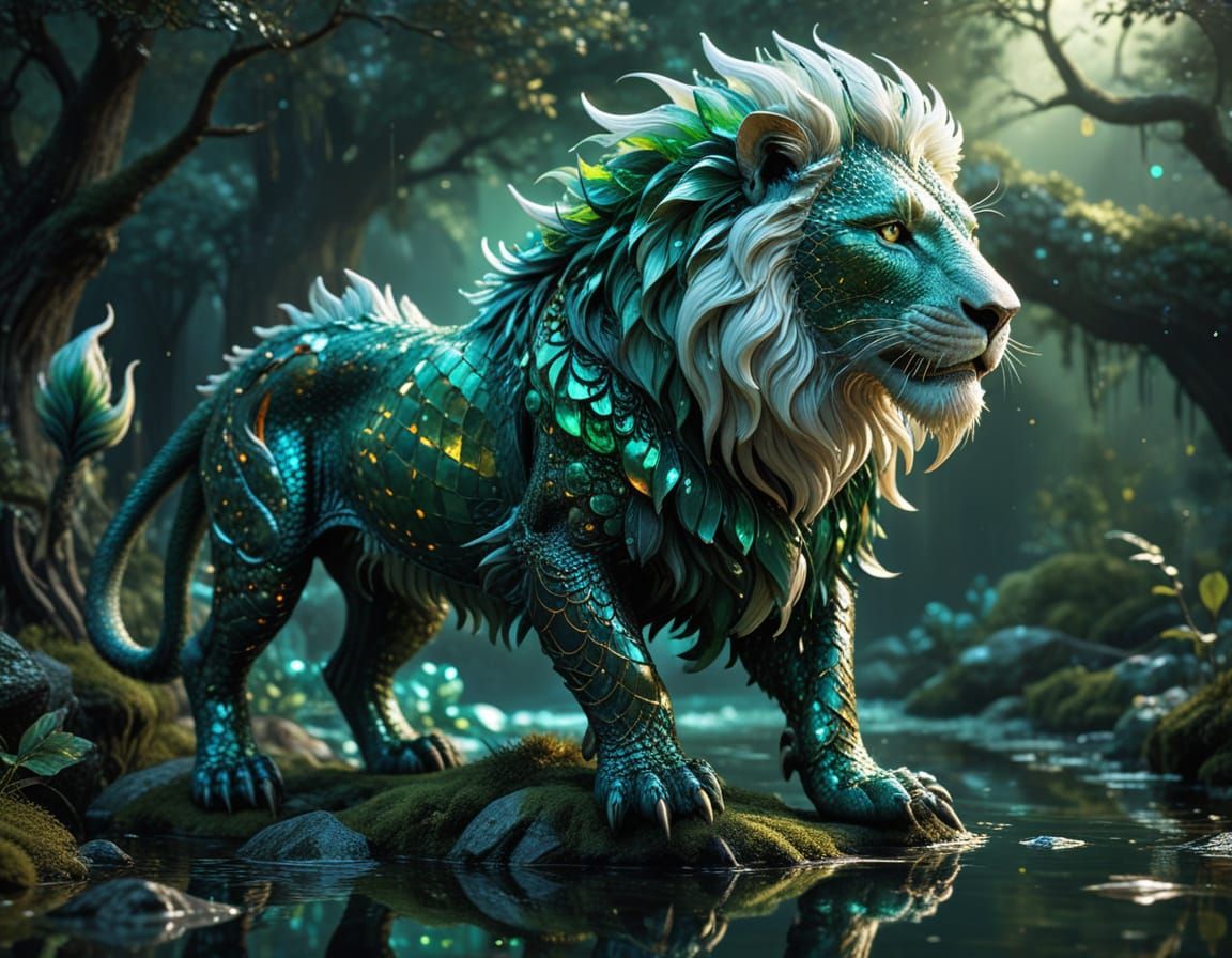 Emerald Leviathan with Jade Scales in Winter Wonderland