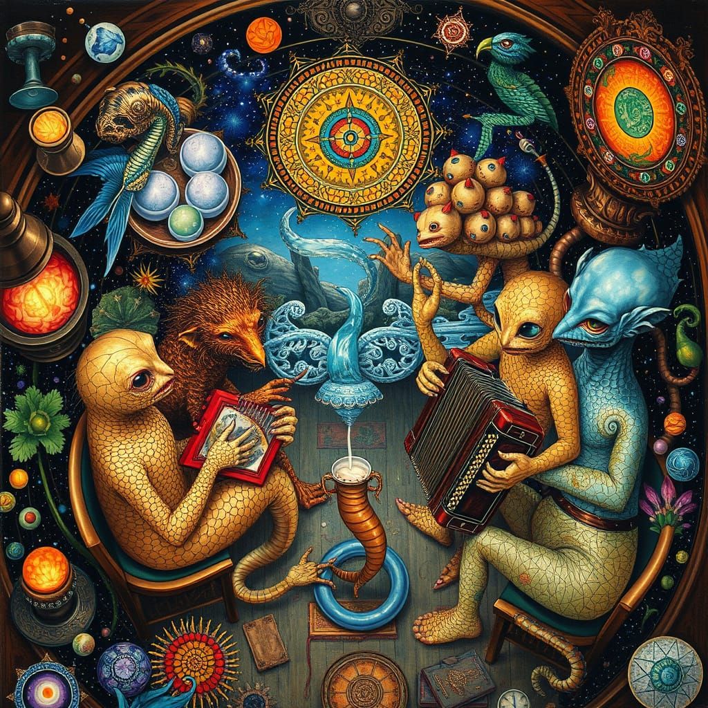 Psychedelic Utopia in Hieronymus Bosch and Haeckel Style