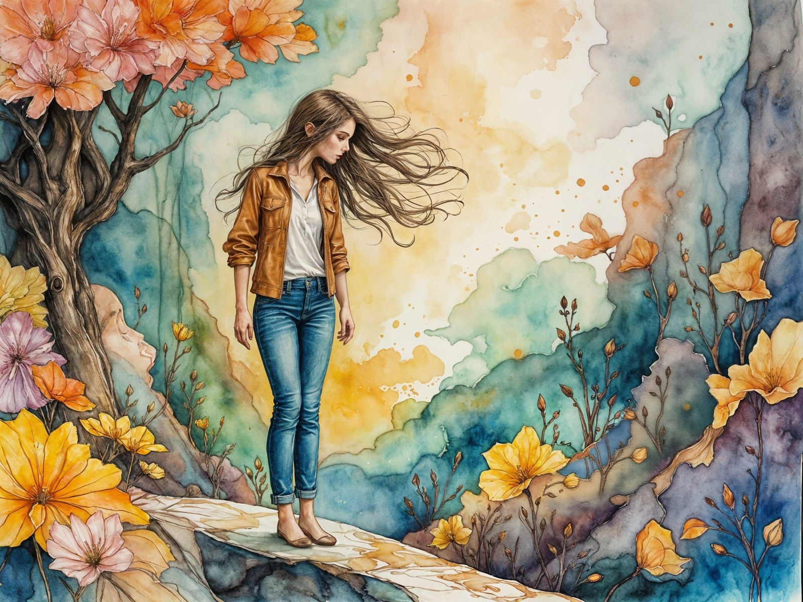 Looking at something on the side of the trail