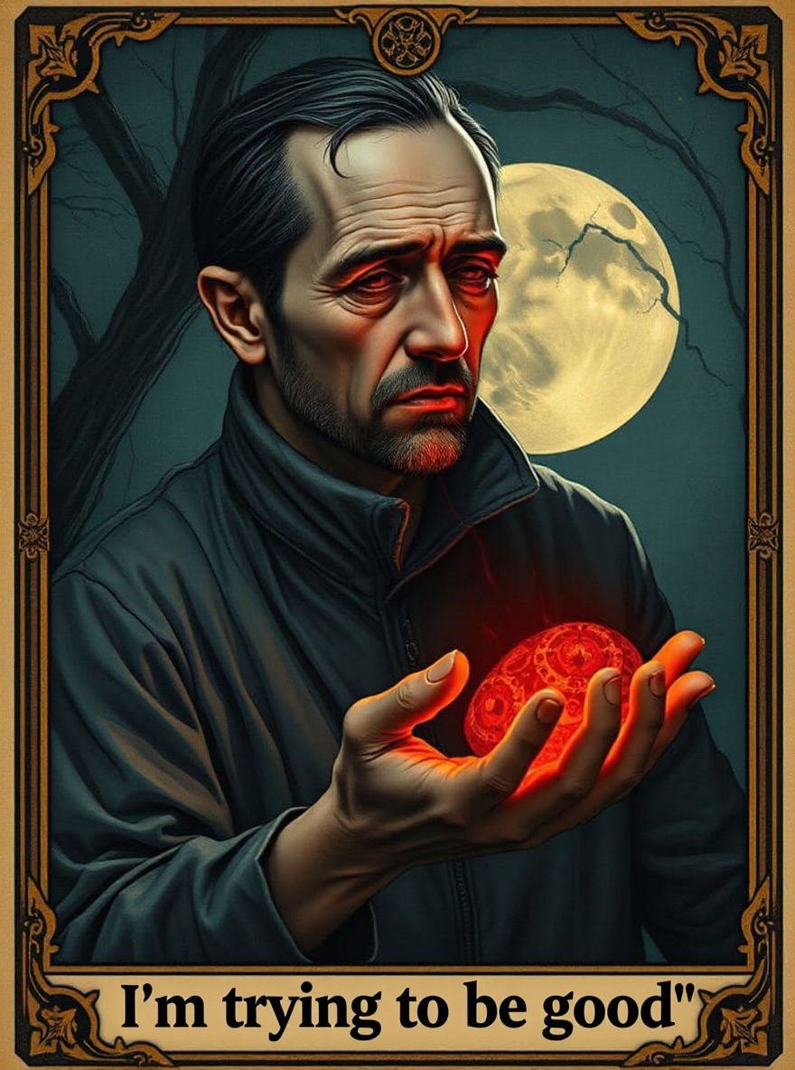 Eldritch Tarot Card: Man with Glowing Stone