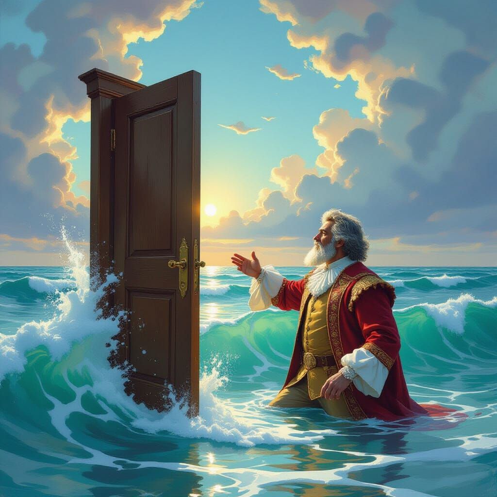 Man Gazing from Doorway in Fantasy Comic Style