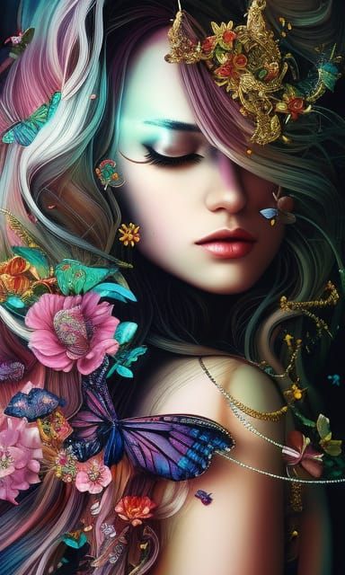 Butterfly Beauty in a Fantasy Landscape