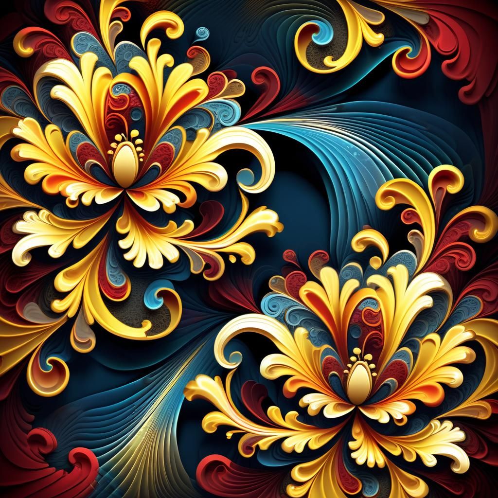 Elegant Flowers with Deep Hues in Baroque Style