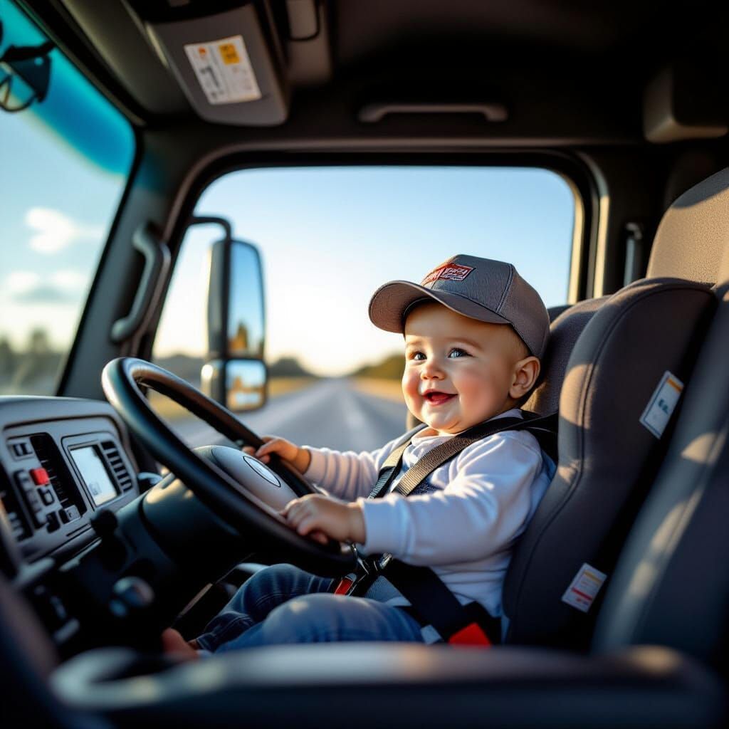Baby Drives Massive Semi-Truck on Open Highway