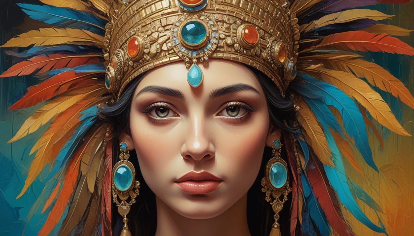 Cleopatra Portrait: Abstract Expressionist Oil Painting