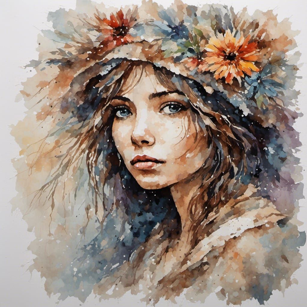 Salt Painting Portrait of a Beautiful Woman