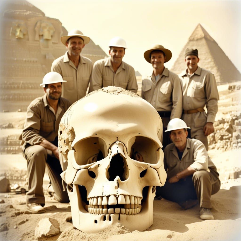 Giant Skull Discovery Near Pyramids: Archeological Photo