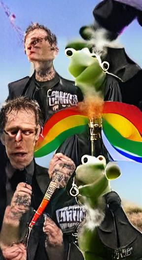 The Punk band Leftover Crack plays the song Rainbow Connection with Kermit the frog while they hit their pipes and blow ...