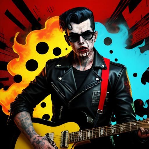 Rockabilly Zombie Nightmare in Pop Art Style
