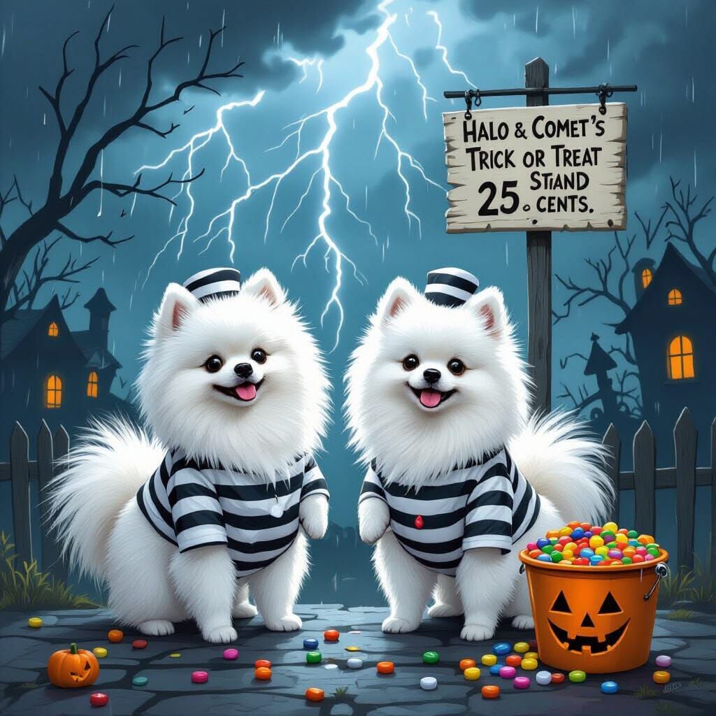 Pomeranians in Prisoner Outfits Run Haunted Trick or Treat S...