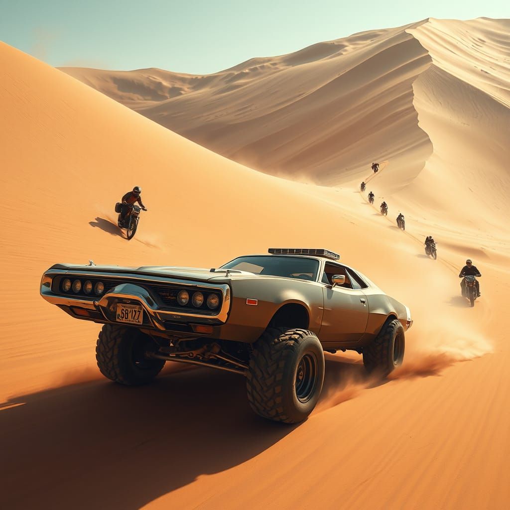 Dodge Charger Dune Chase in Post-Apocalyptic World