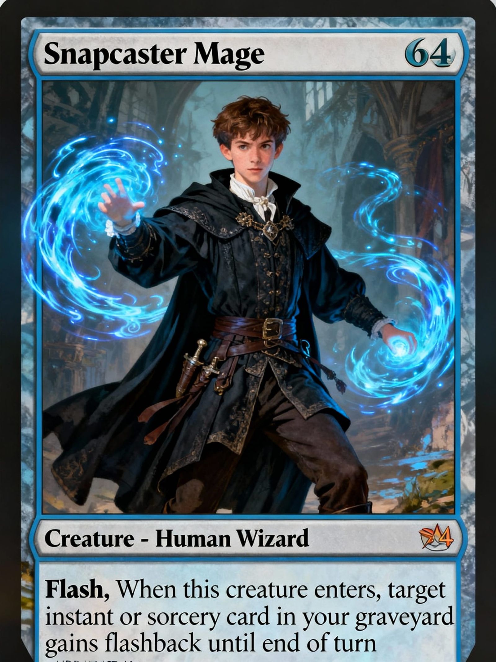 Snapcaster Mage: Magical Wizard with Blue Energy