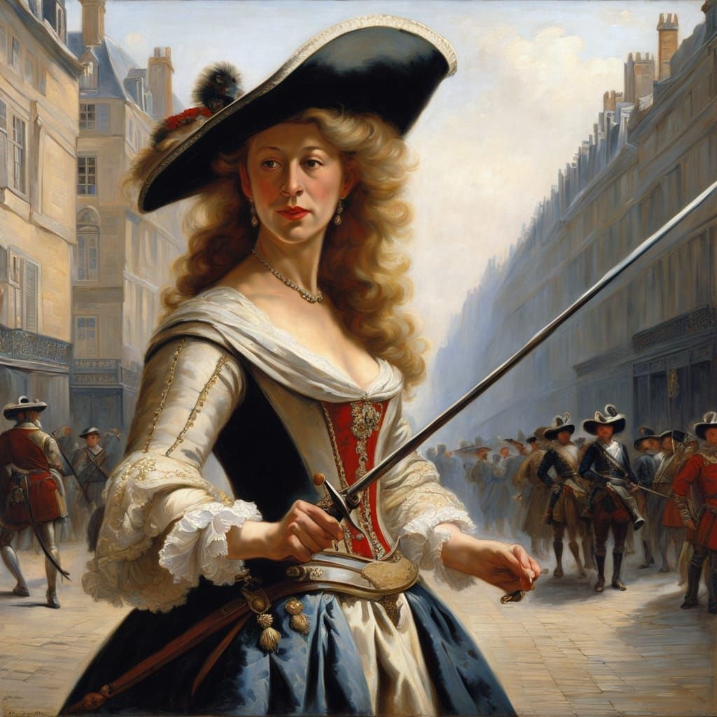 French Musketeer in Rembrandt Style Oil Painting