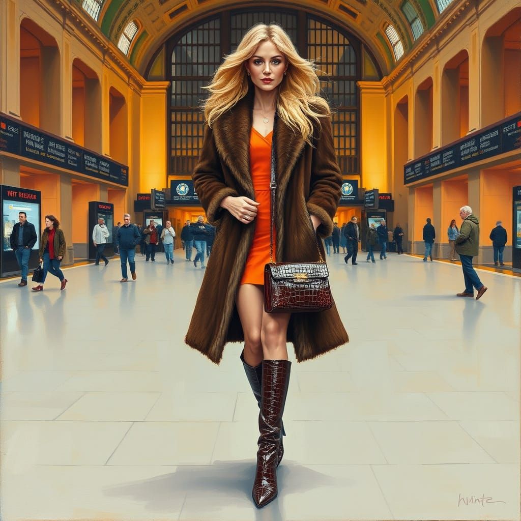 Luxurious 1970s Pop Star in Grand Central Station